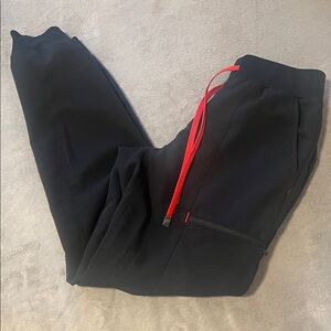 Fabletics Black Jogger Pants with Red Accents